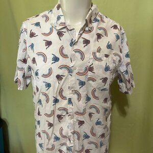 Vans Off the Wall Hang Loose Skeleton Hand Design Men's SS Button Front Shirt M